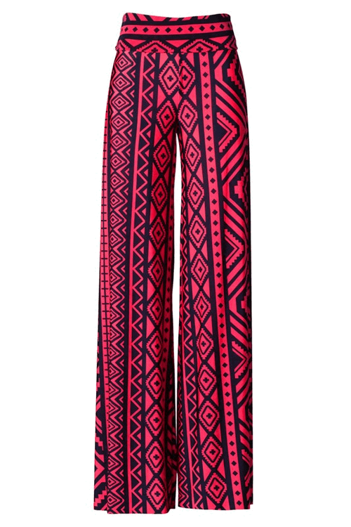 Tribal Print Wide Leg Pants